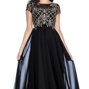 Annabelle Long Pleated Dress With Elaborate Bodice